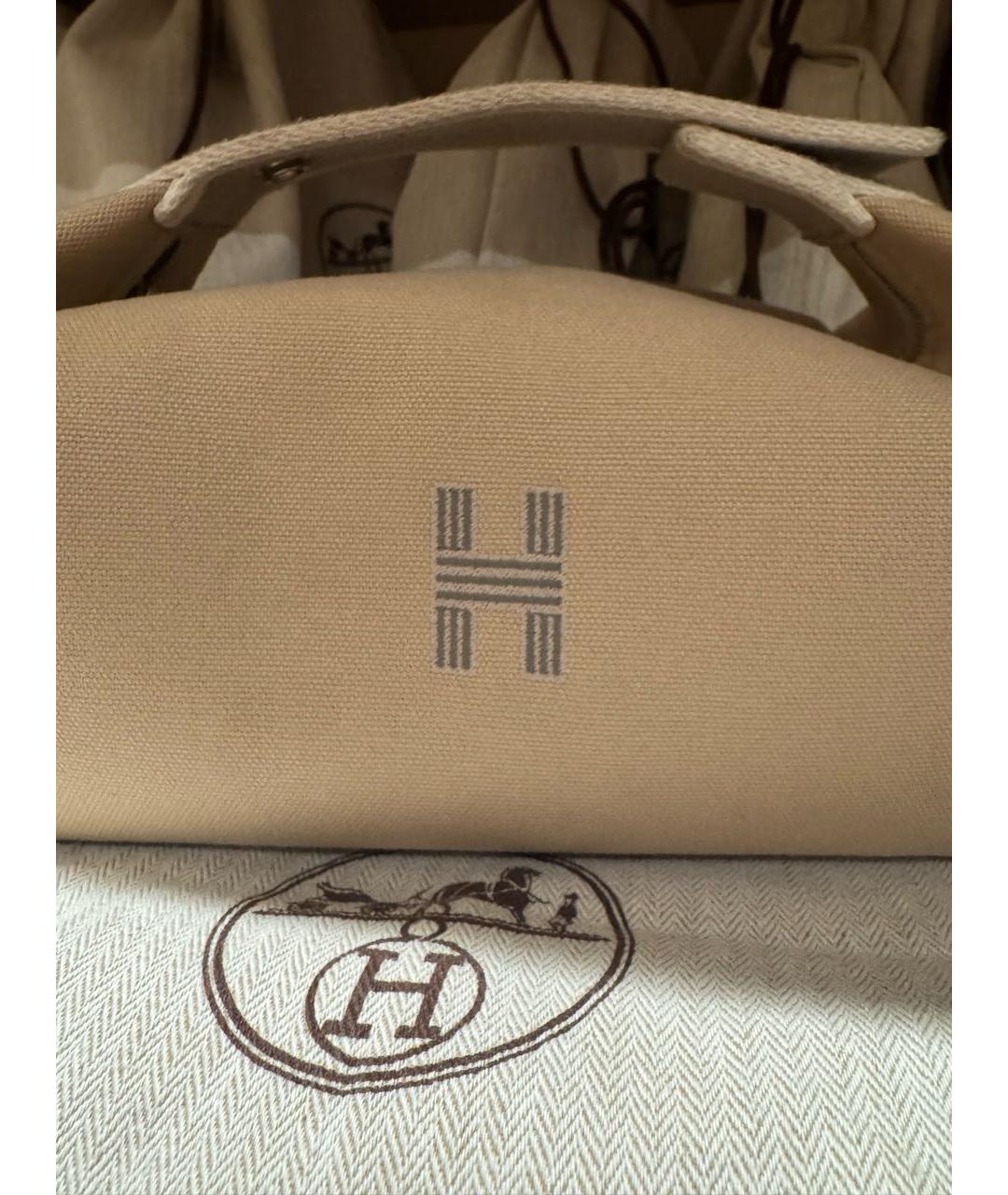 HERMES Бежевая тканевая косметичка, фото 6