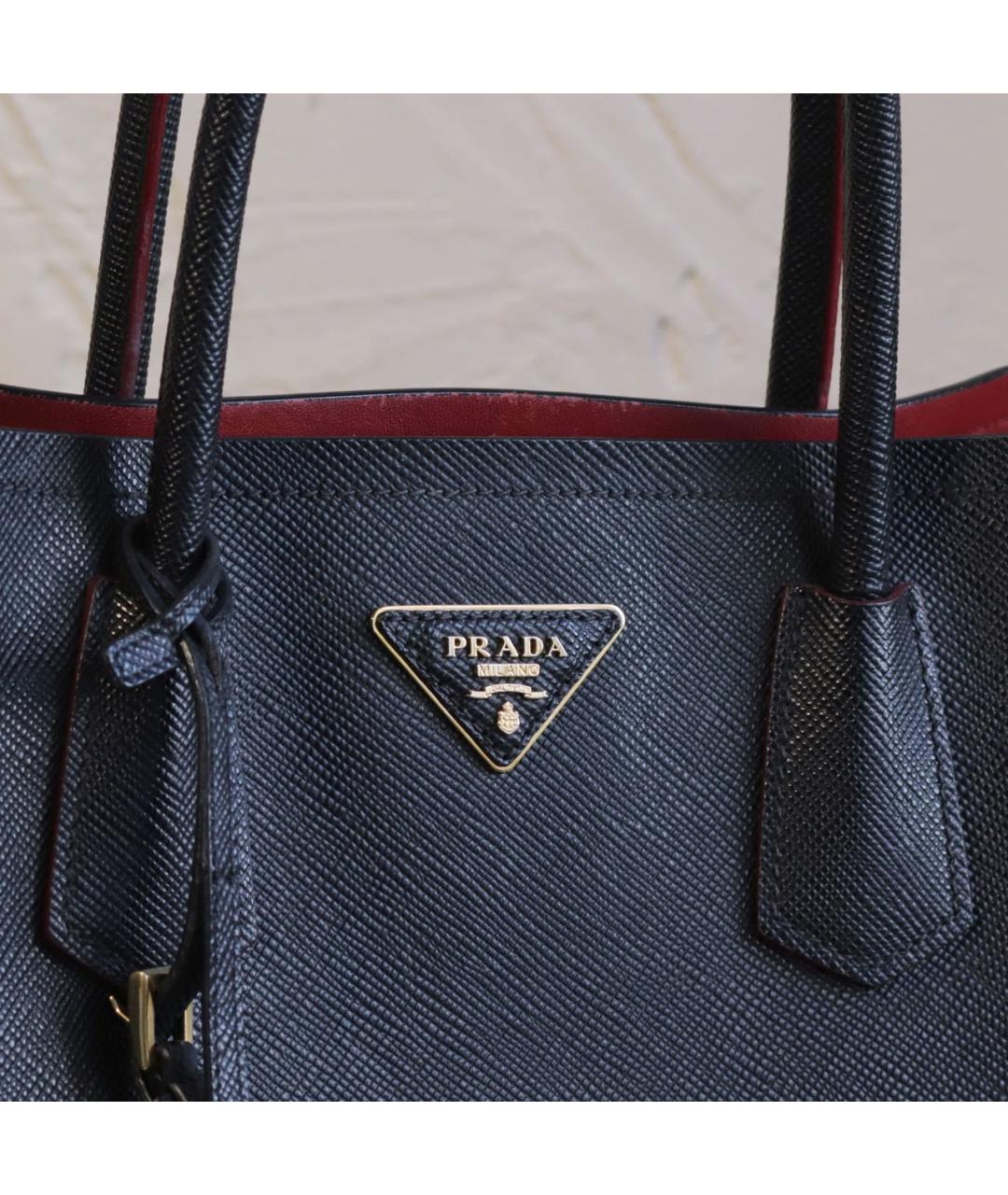 PRADA Черная кожаная сумка тоут, фото 8