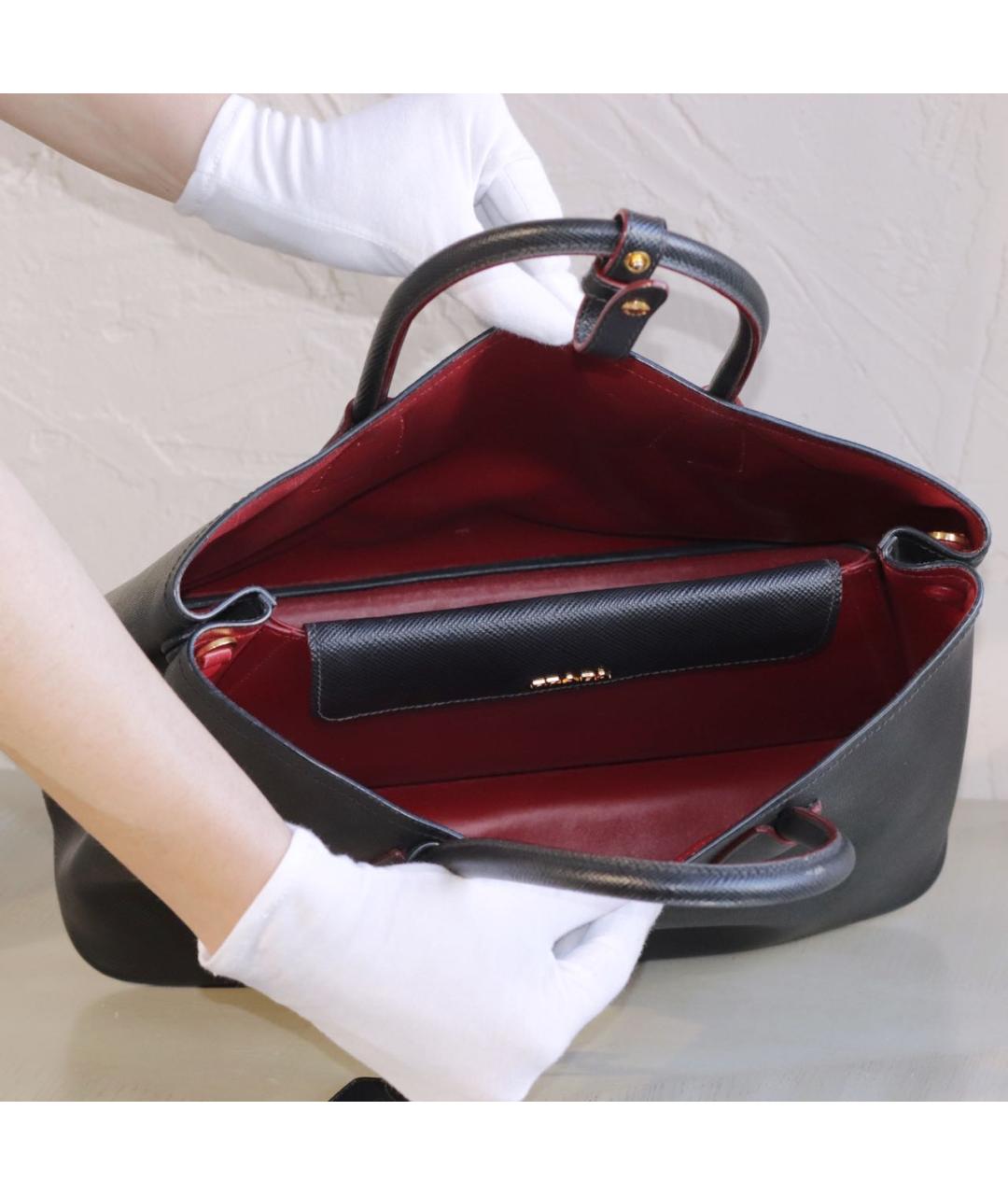 PRADA Черная кожаная сумка тоут, фото 6