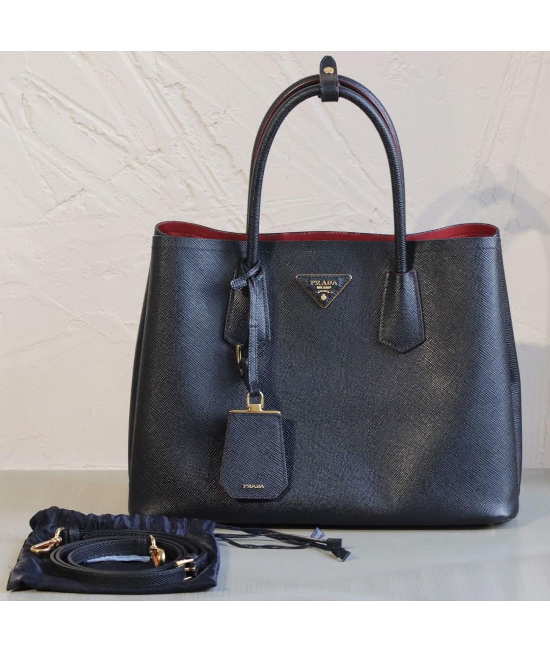 PRADA Черная кожаная сумка тоут, фото 2