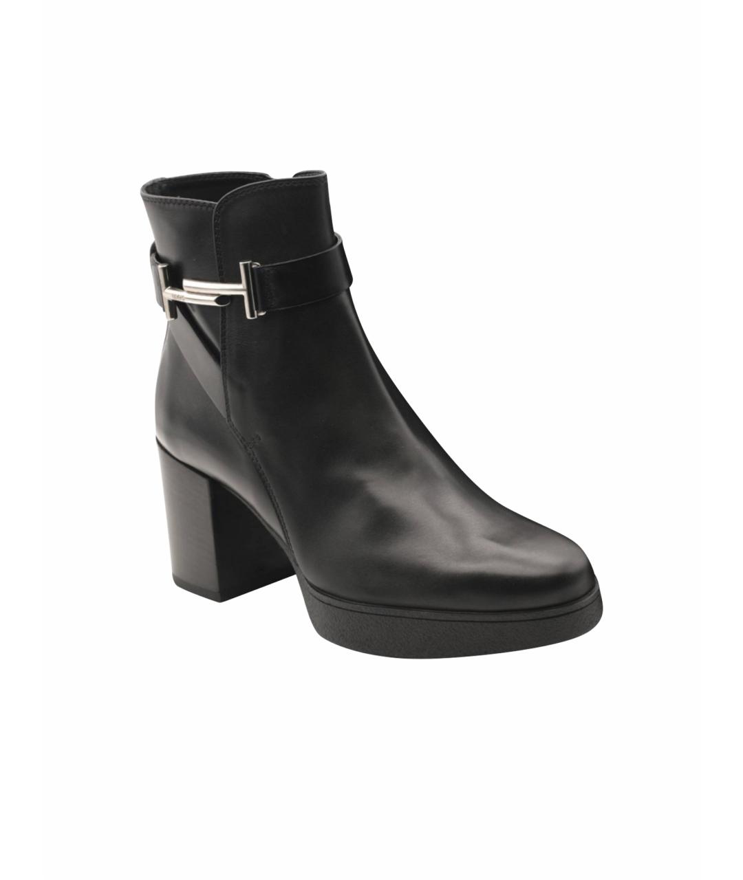 TOD'S Черные кожаные ботильоны, фото 1