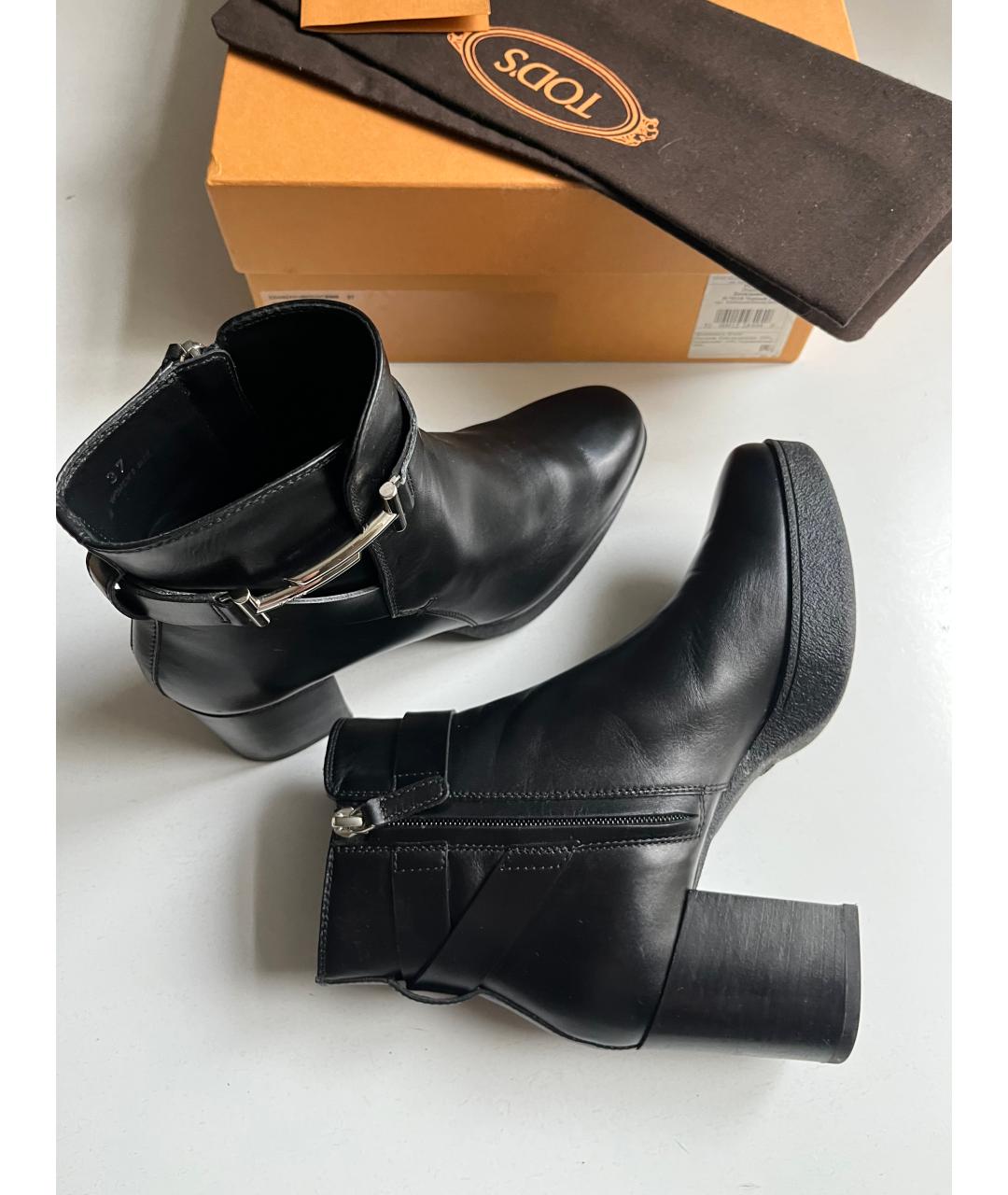 TOD'S Черные кожаные ботильоны, фото 4