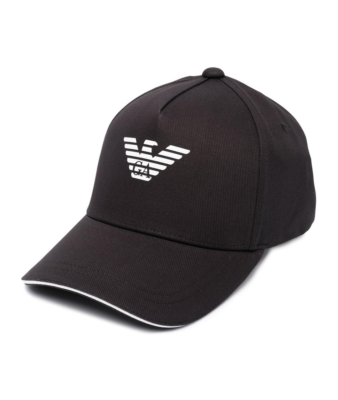 EMPORIO ARMANI Черная хлопковая кепка/бейсболка, фото 1