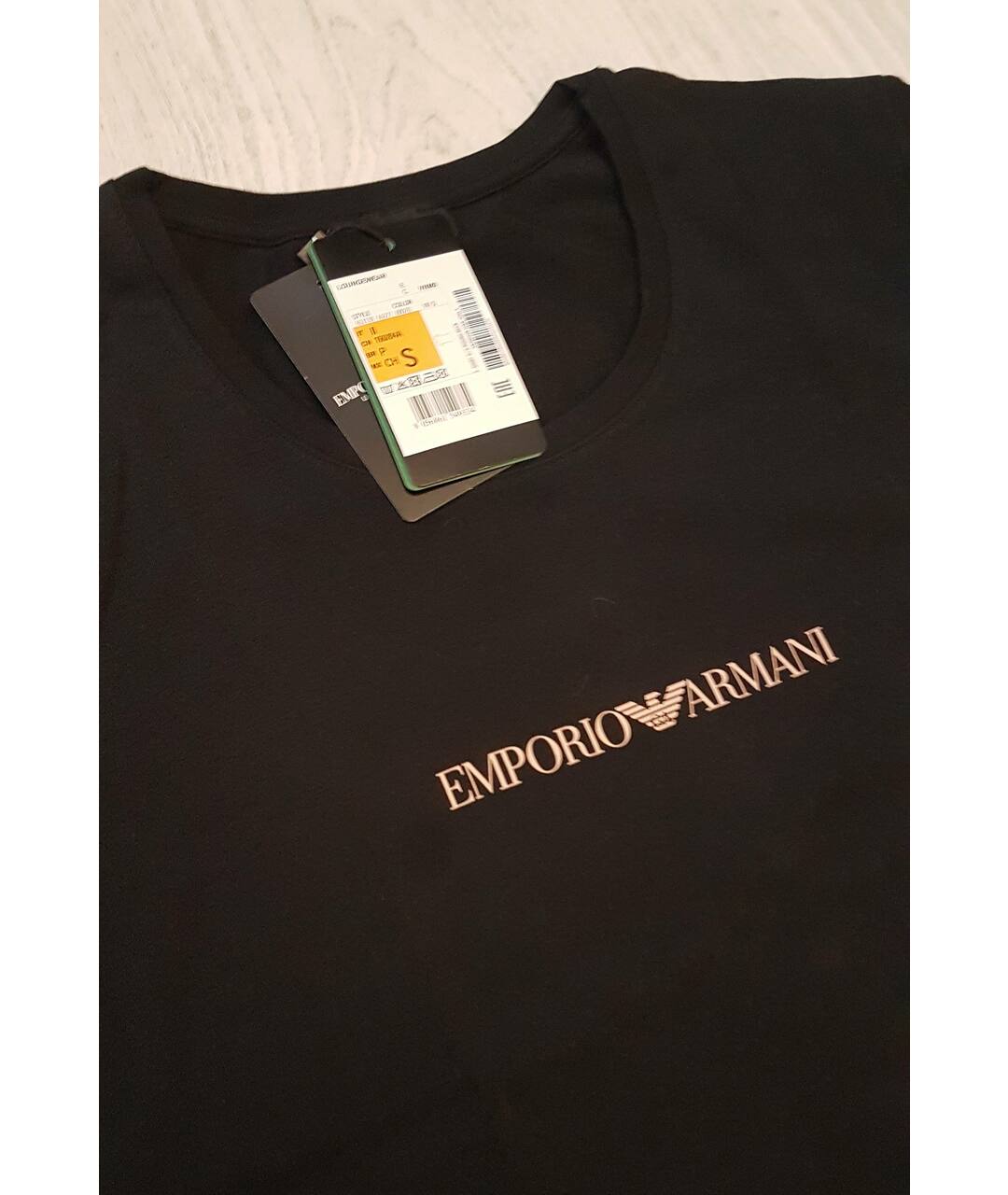 EMPORIO ARMANI Черная хлопковая футболка, фото 4