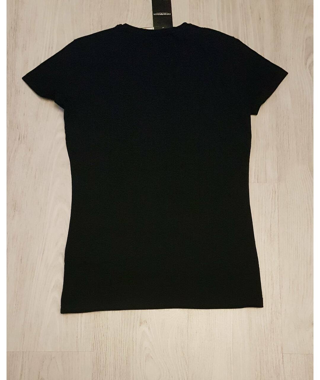 EMPORIO ARMANI Черная хлопковая футболка, фото 5