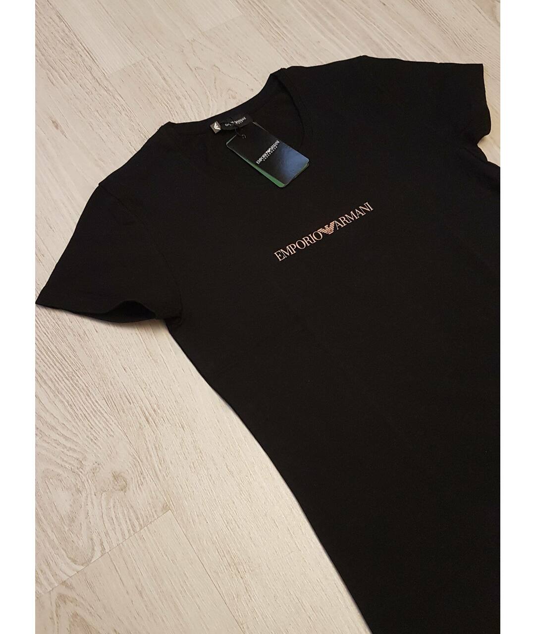 EMPORIO ARMANI Черная хлопковая футболка, фото 3
