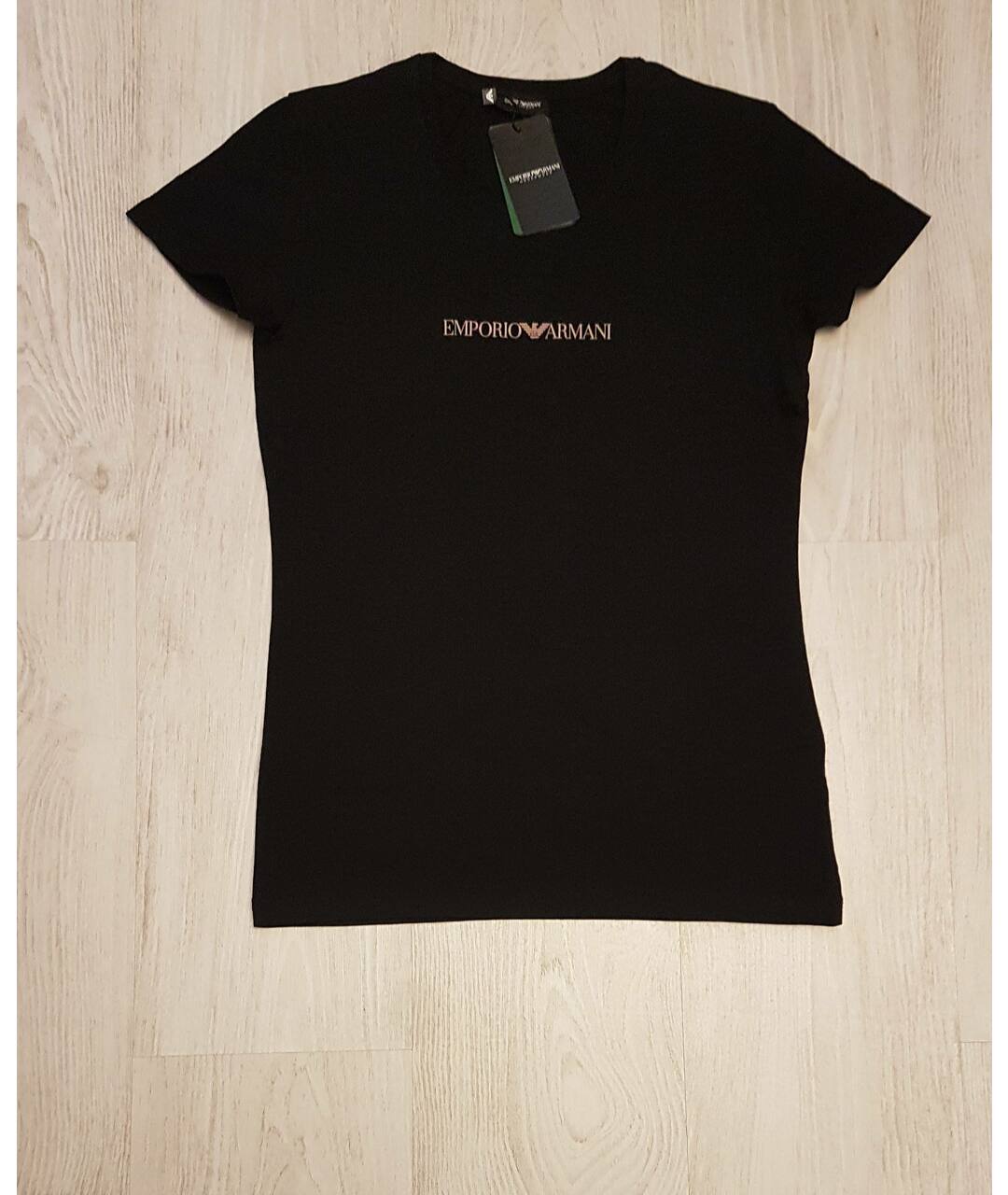 EMPORIO ARMANI Черная хлопковая футболка, фото 2