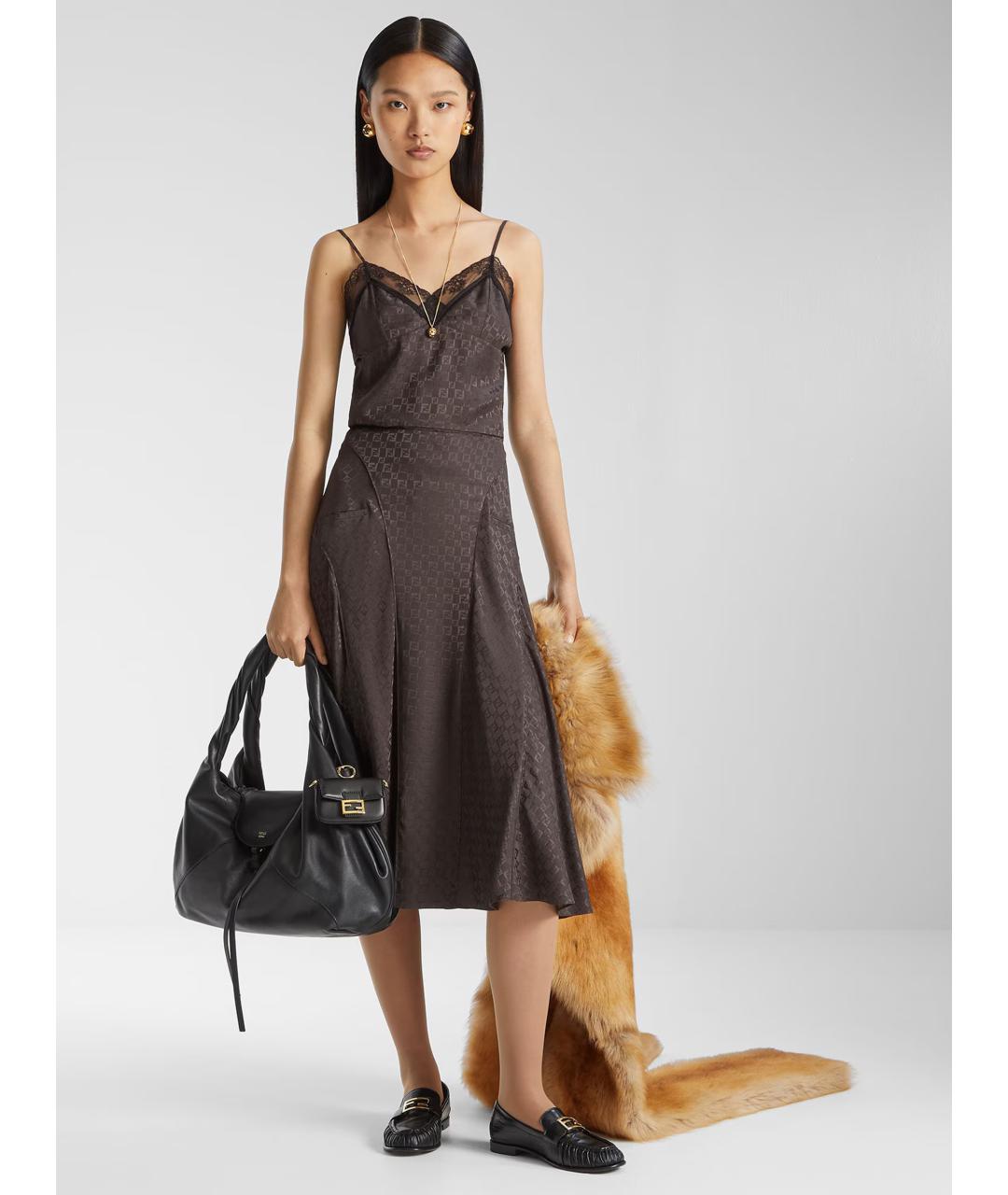 FENDI Коричневая шелковая рубашка, фото 2