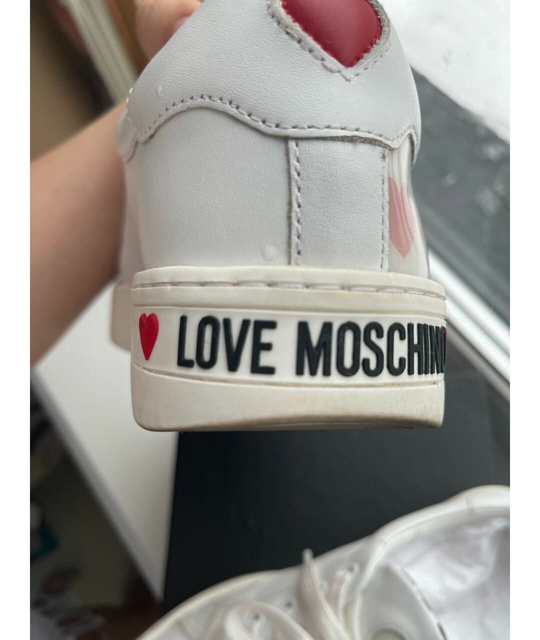 LOVE MOSCHINO Белые кожаные кеды, фото 3