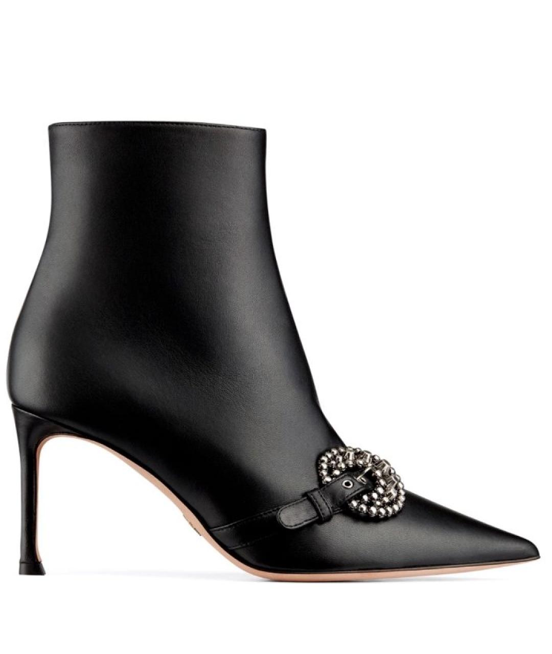 CHRISTIAN DIOR Черные кожаные ботильоны, фото 1