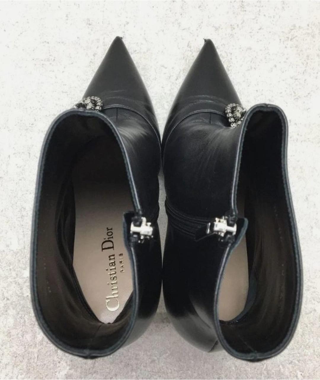 CHRISTIAN DIOR Черные кожаные ботильоны, фото 4