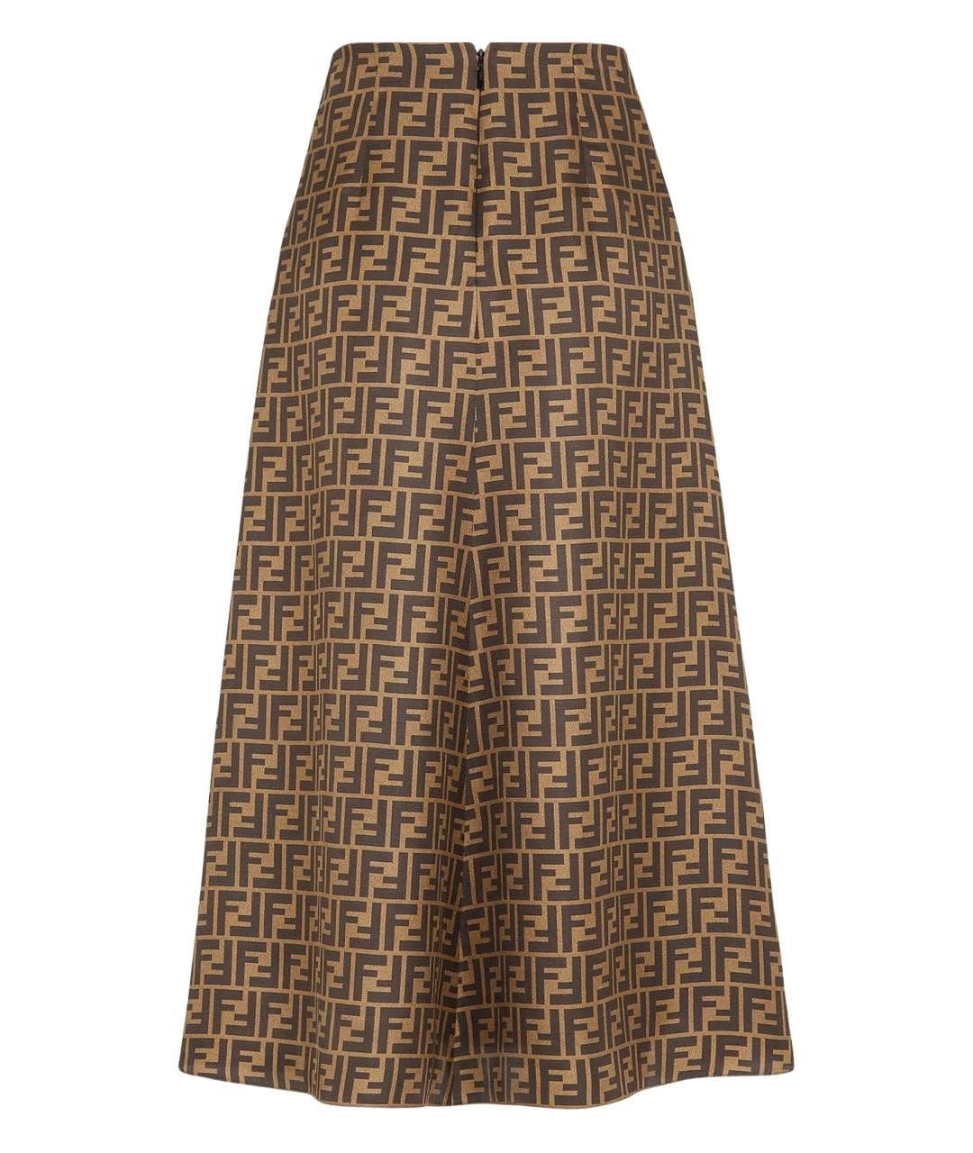 FENDI Коричневая полиэстеровая юбка миди, фото 2