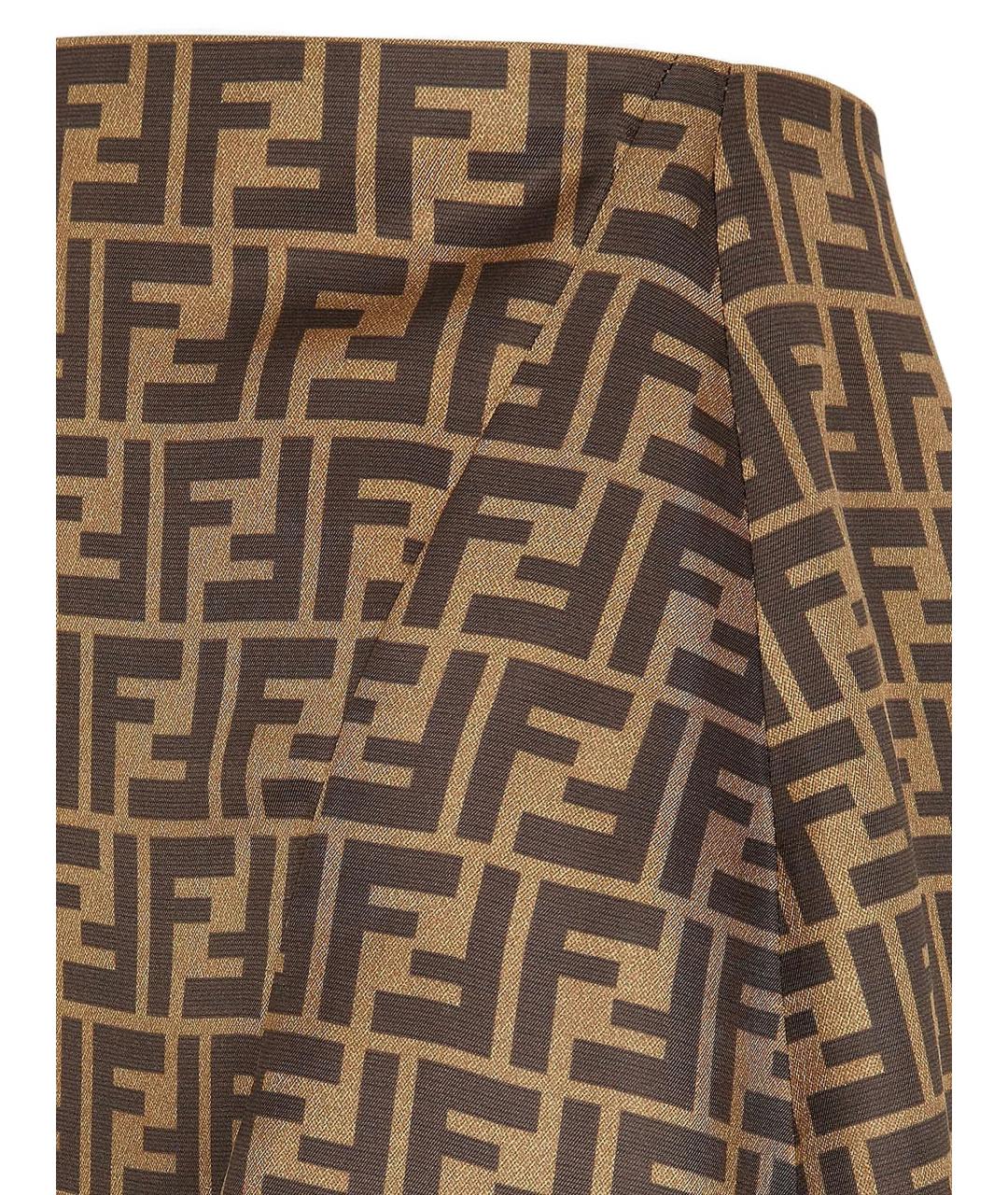 FENDI Коричневая полиэстеровая юбка миди, фото 3