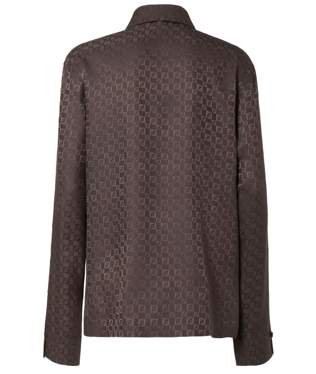 FENDI Коричневая шелковая рубашка, фото 3