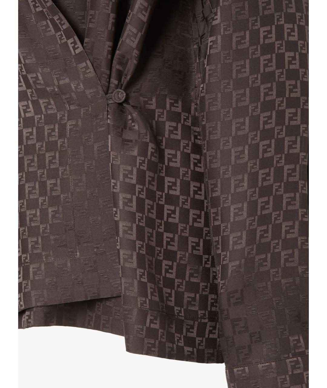 FENDI Коричневая шелковая рубашка, фото 4
