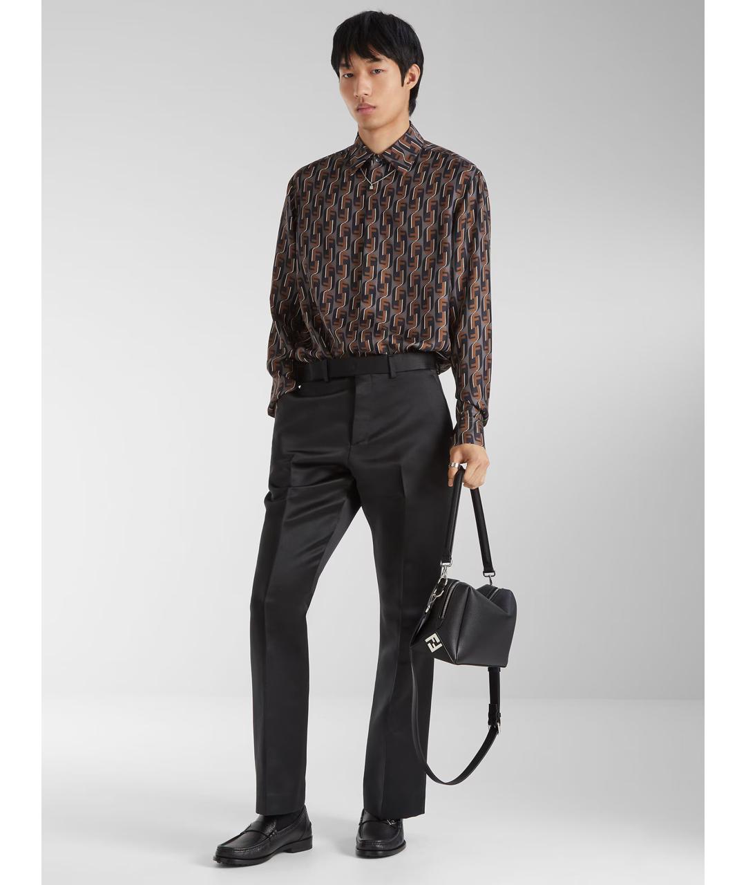 FENDI Коричневая шелковая кэжуал рубашка, фото 2