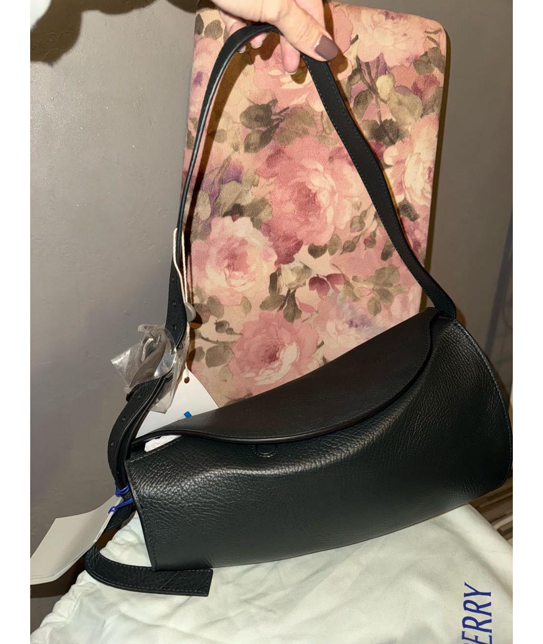 BURBERRY Черная кожаная сумка с короткими ручками, фото 5