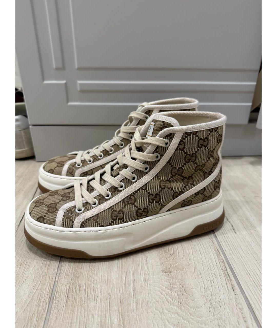 GUCCI Бежевые текстильные кеды, фото 5