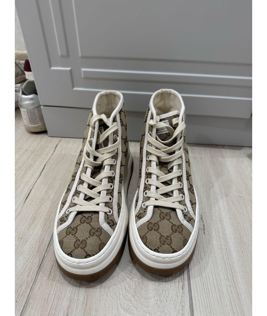 GUCCI Бежевые текстильные кеды, фото 2