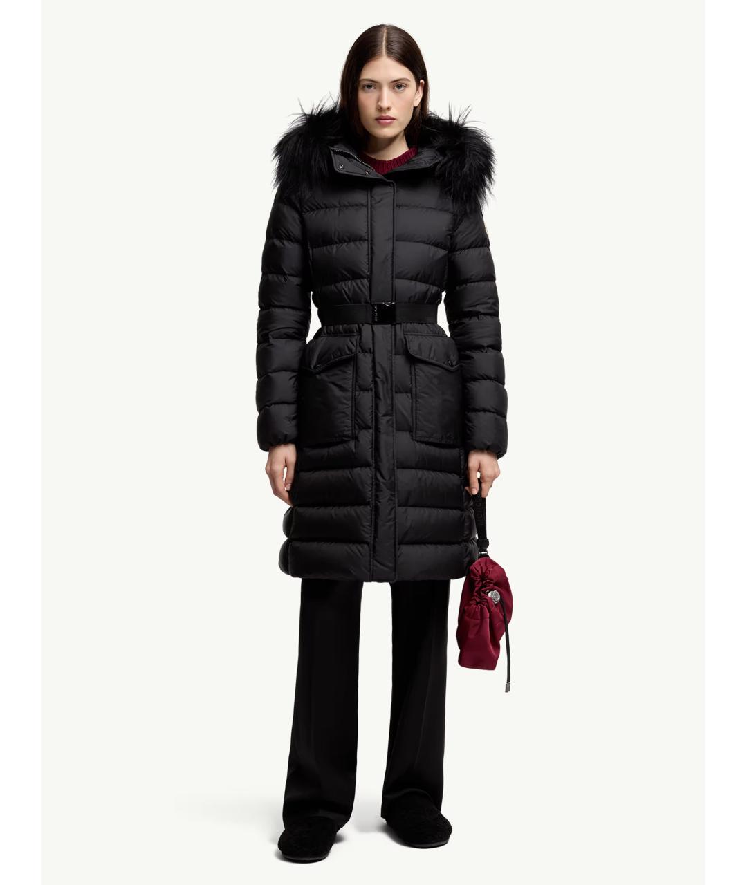MONCLER Черное полиамидовое пальто, фото 2