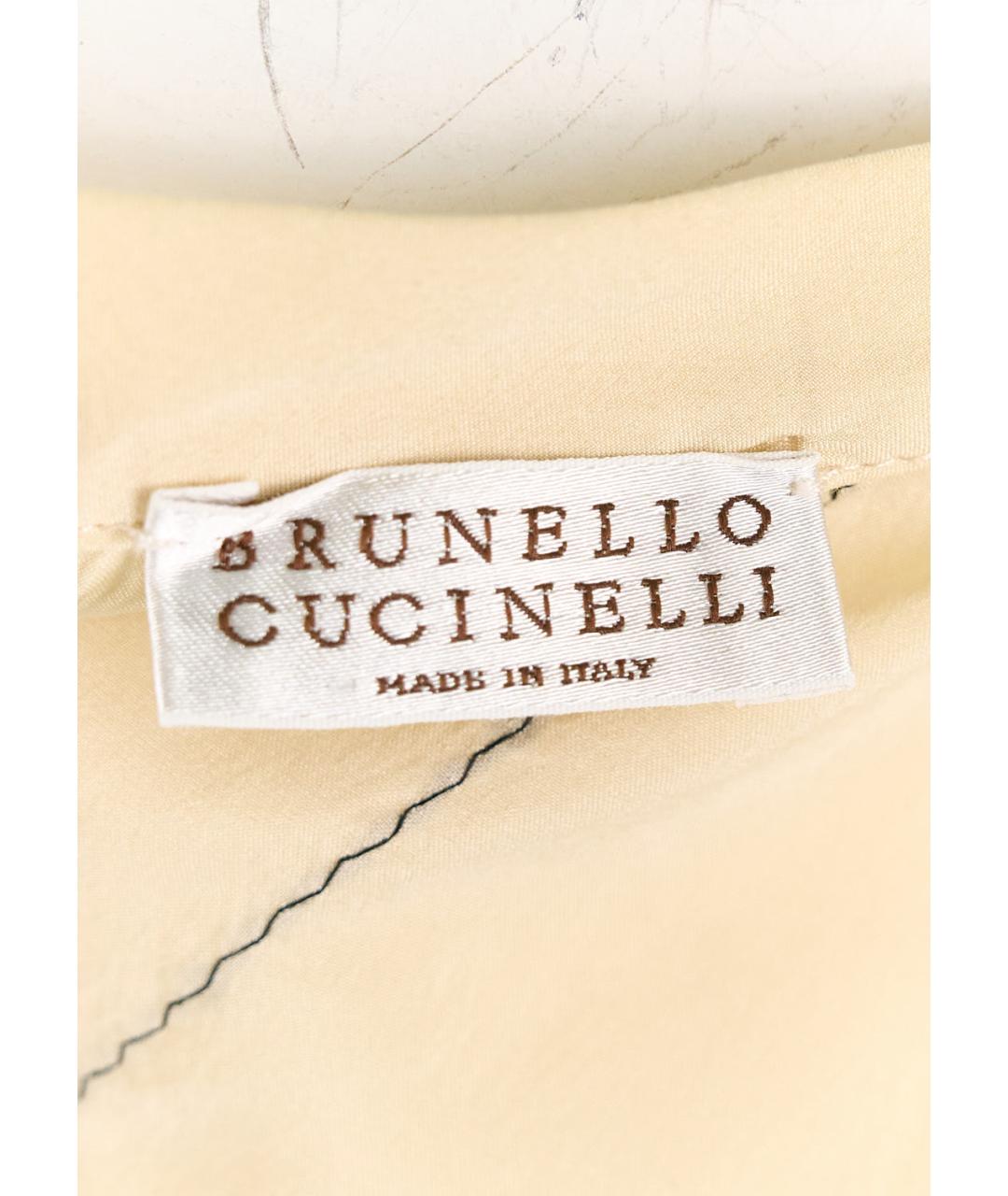 BRUNELLO CUCINELLI Бежевая шелковая блузы, фото 5
