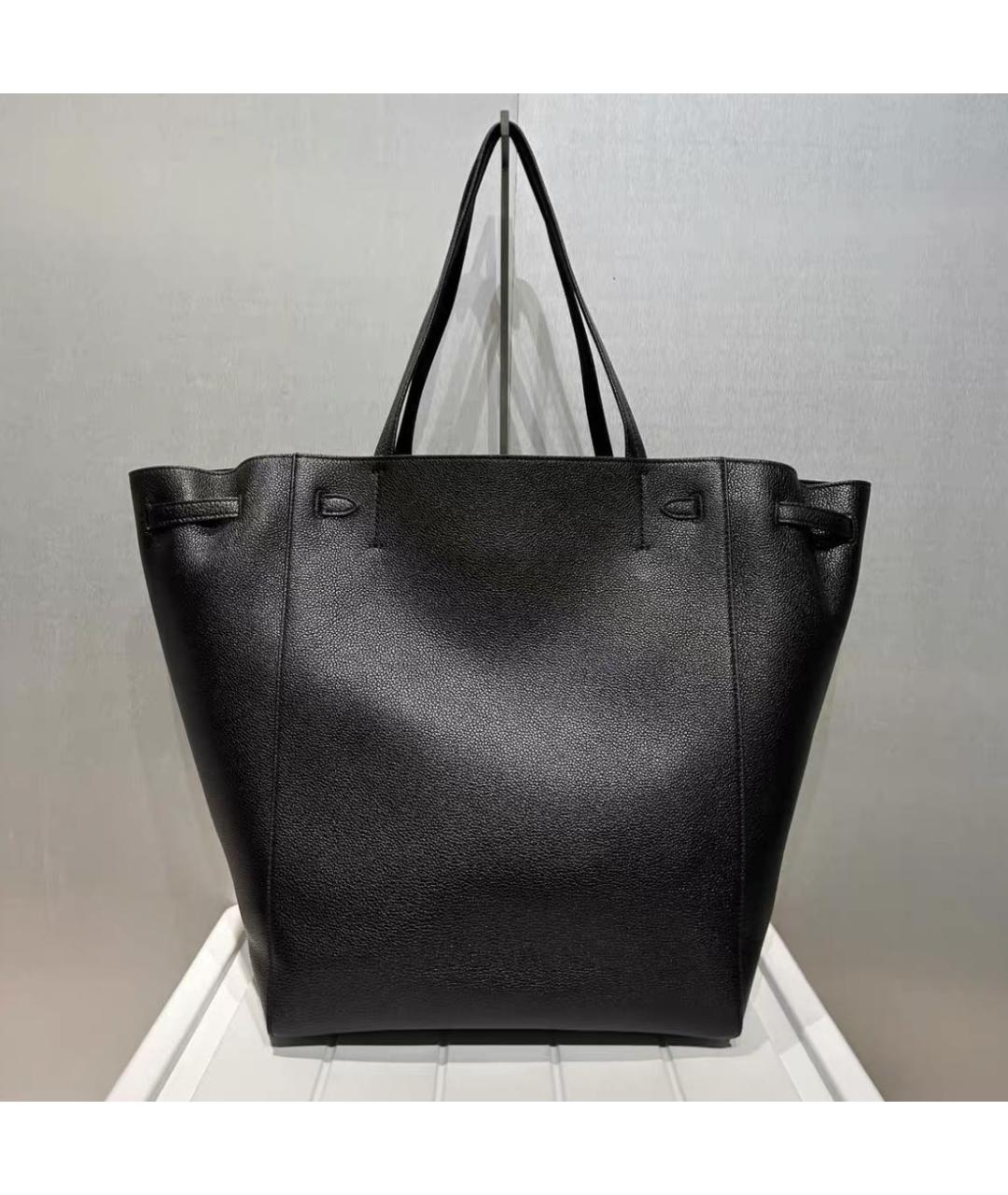 CELINE Черная кожаная сумка тоут, фото 3