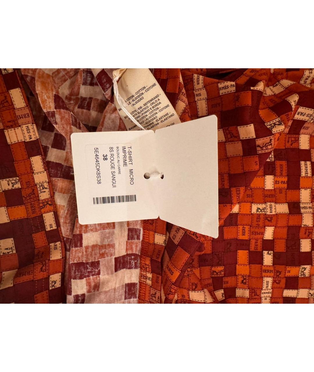 HERMES Оранжевая хлопковая футболка, фото 4