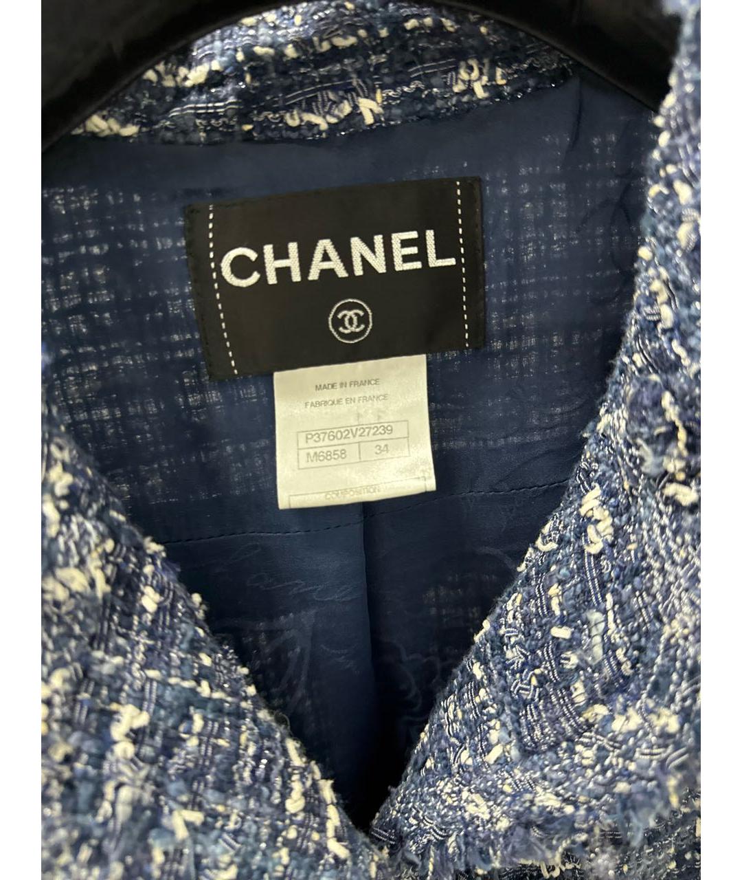 CHANEL Синий твидовый жакет/пиджак, фото 4