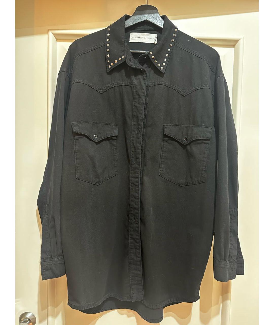 VICTORIA BECKHAM Черная хлопковая рубашка, фото 6