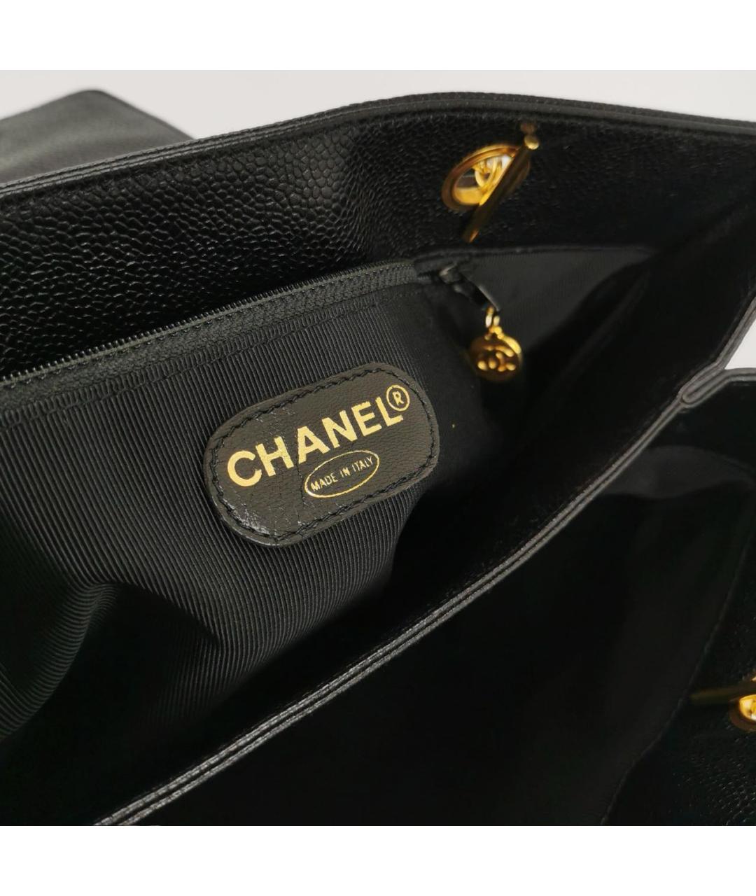 CHANEL Черная кожаная сумка тоут, фото 5