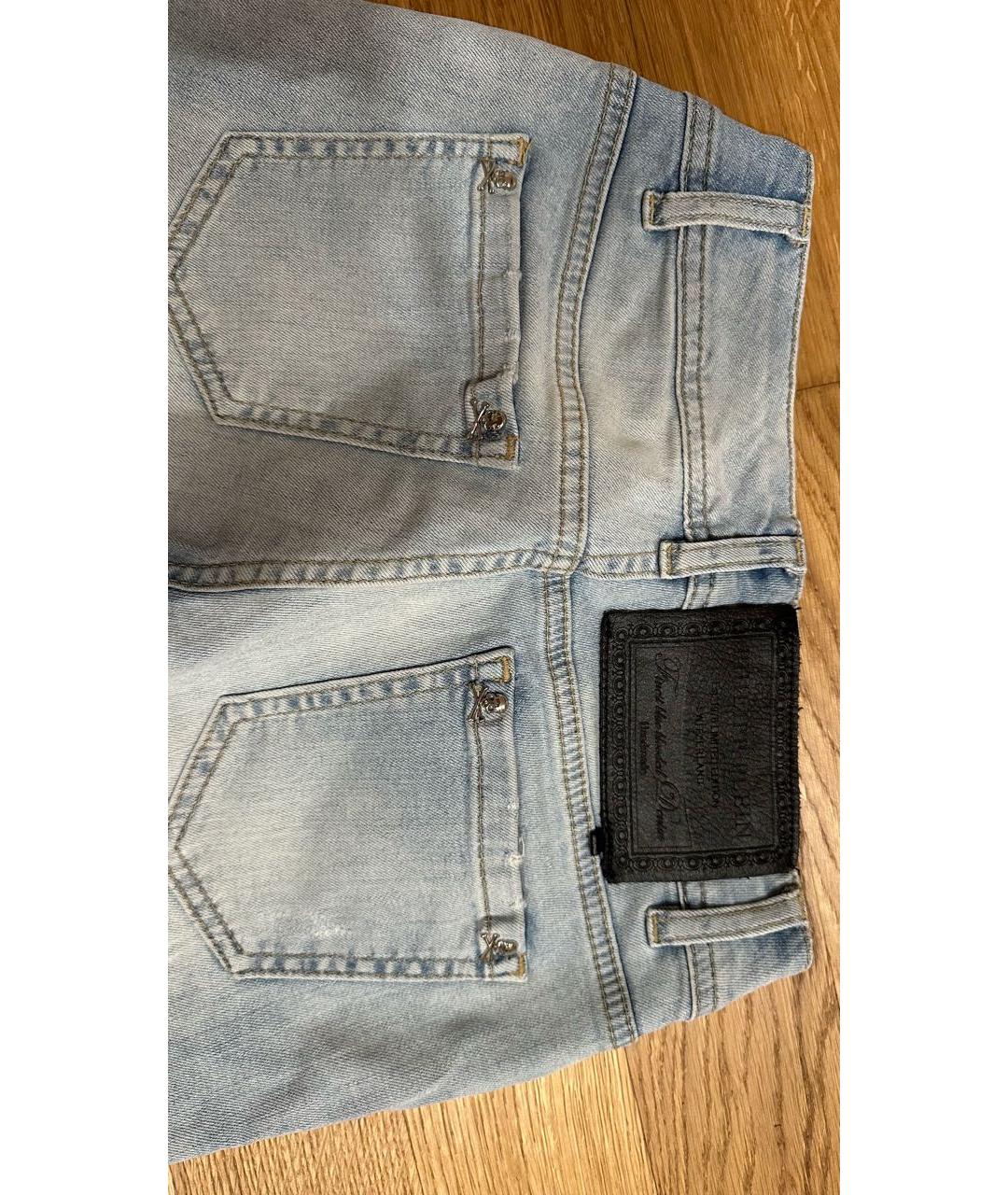 PHILIPP PLEIN Голубые хлопковые джинсы слим, фото 4