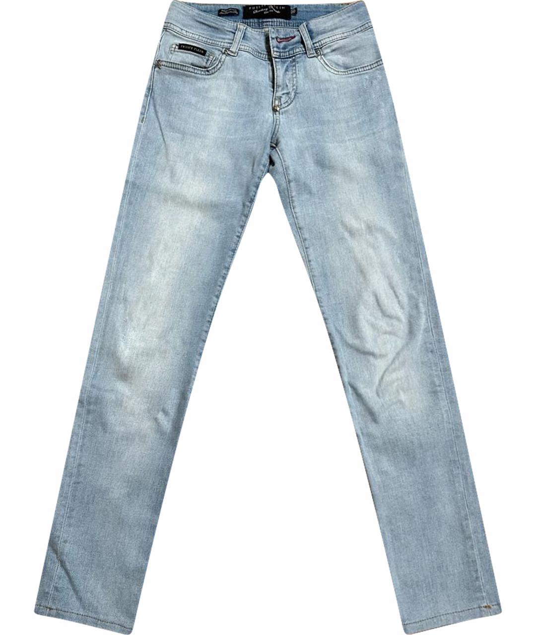 PHILIPP PLEIN Голубые хлопковые джинсы слим, фото 1