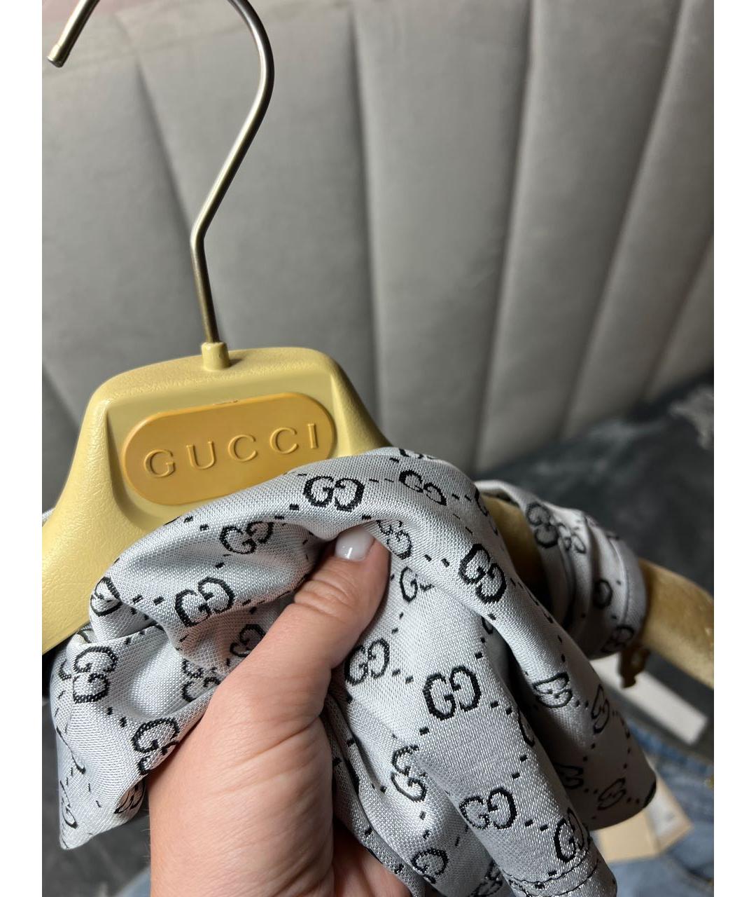 GUCCI Серебряная полиэстеровая майка, фото 5
