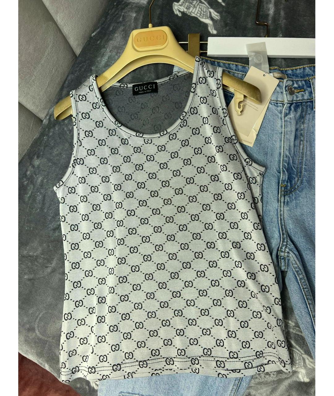 GUCCI Серебряная полиэстеровая майка, фото 2