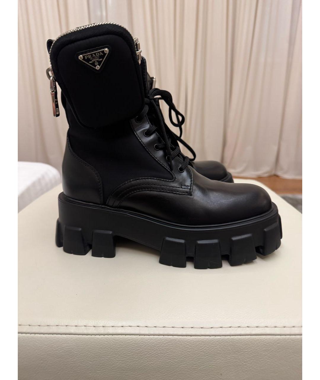 PRADA Черные кожаные ботинки, фото 5