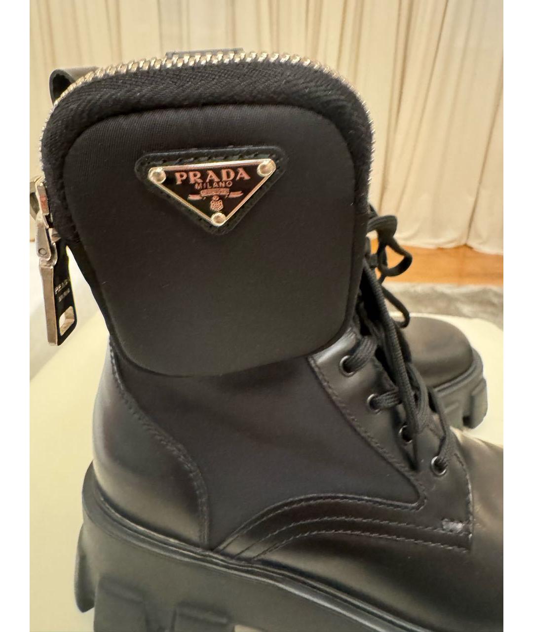 PRADA Черные кожаные ботинки, фото 3