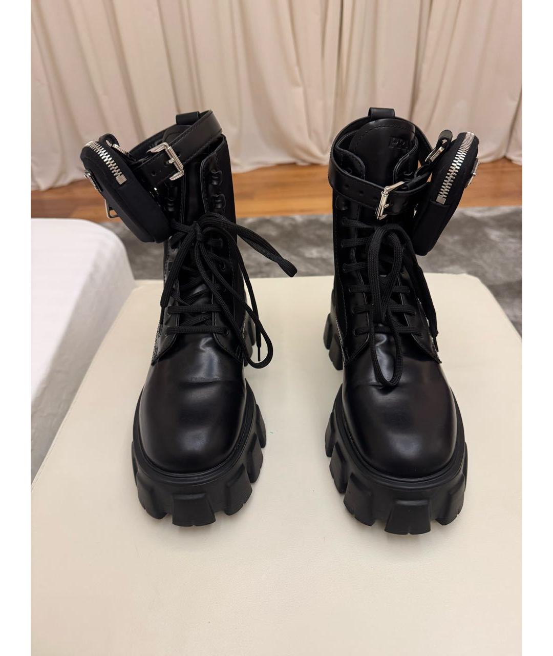 PRADA Черные кожаные ботинки, фото 2