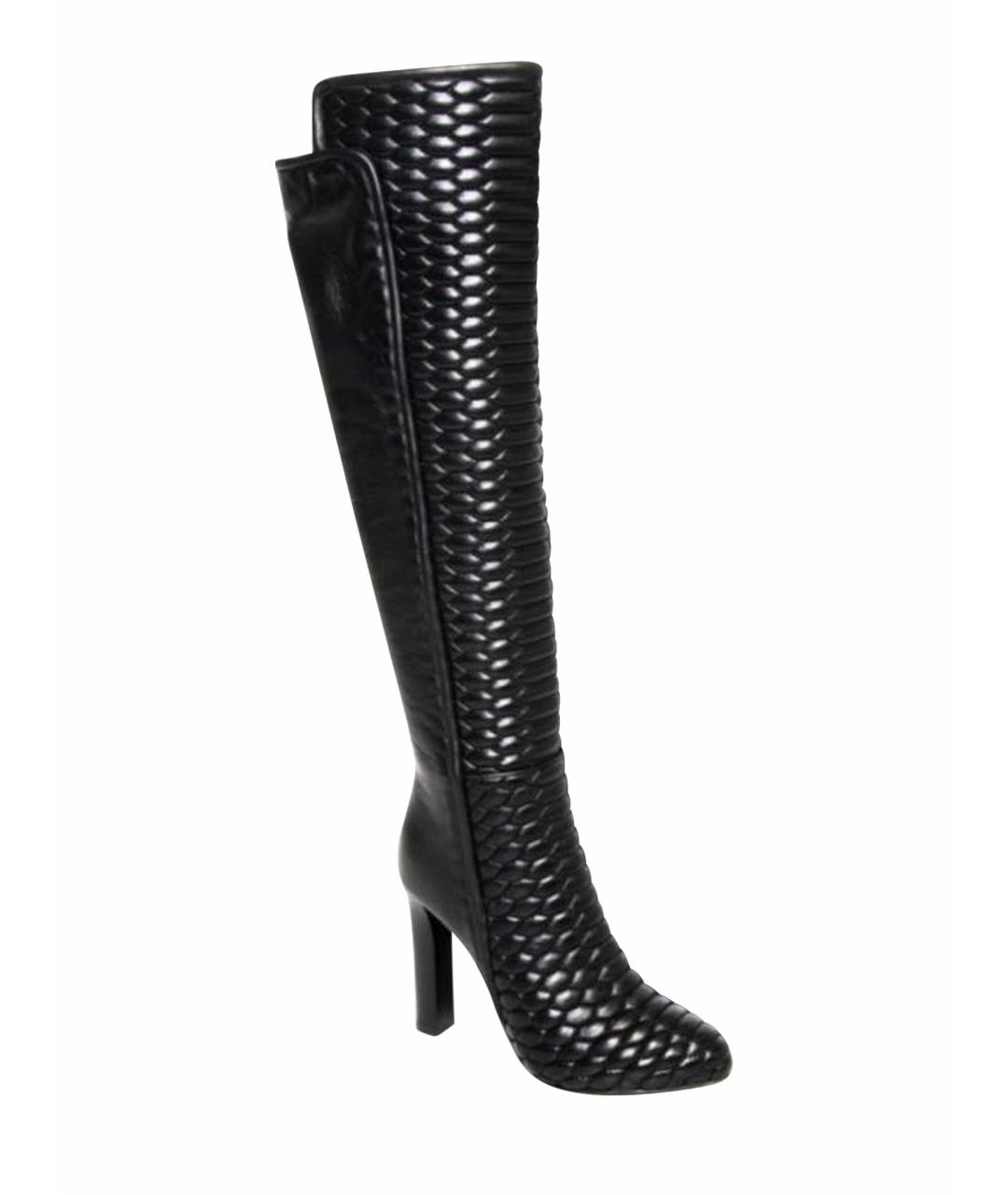 ROBERTO CAVALLI Черные кожаные сапоги, фото 1