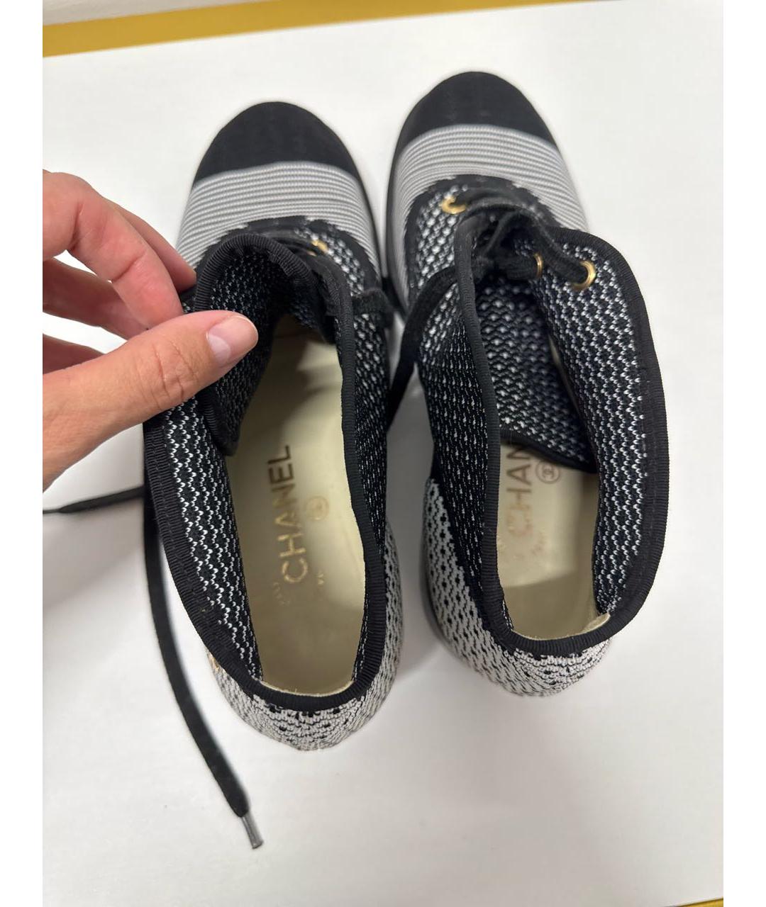 CHANEL Черные текстильные брогги и оксфорды, фото 5