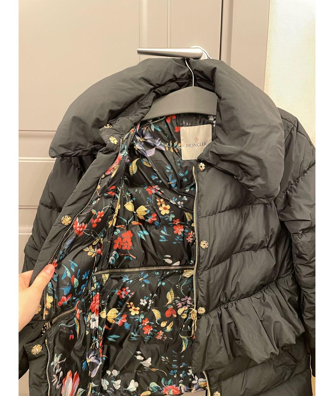 MONCLER Черный полиэстеровый пуховик, фото 4
