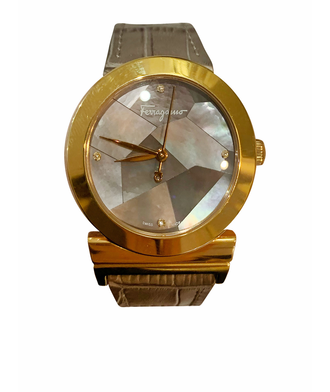 SALVATORE FERRAGAMO Антрацитовые часы из желтого золота, фото 1