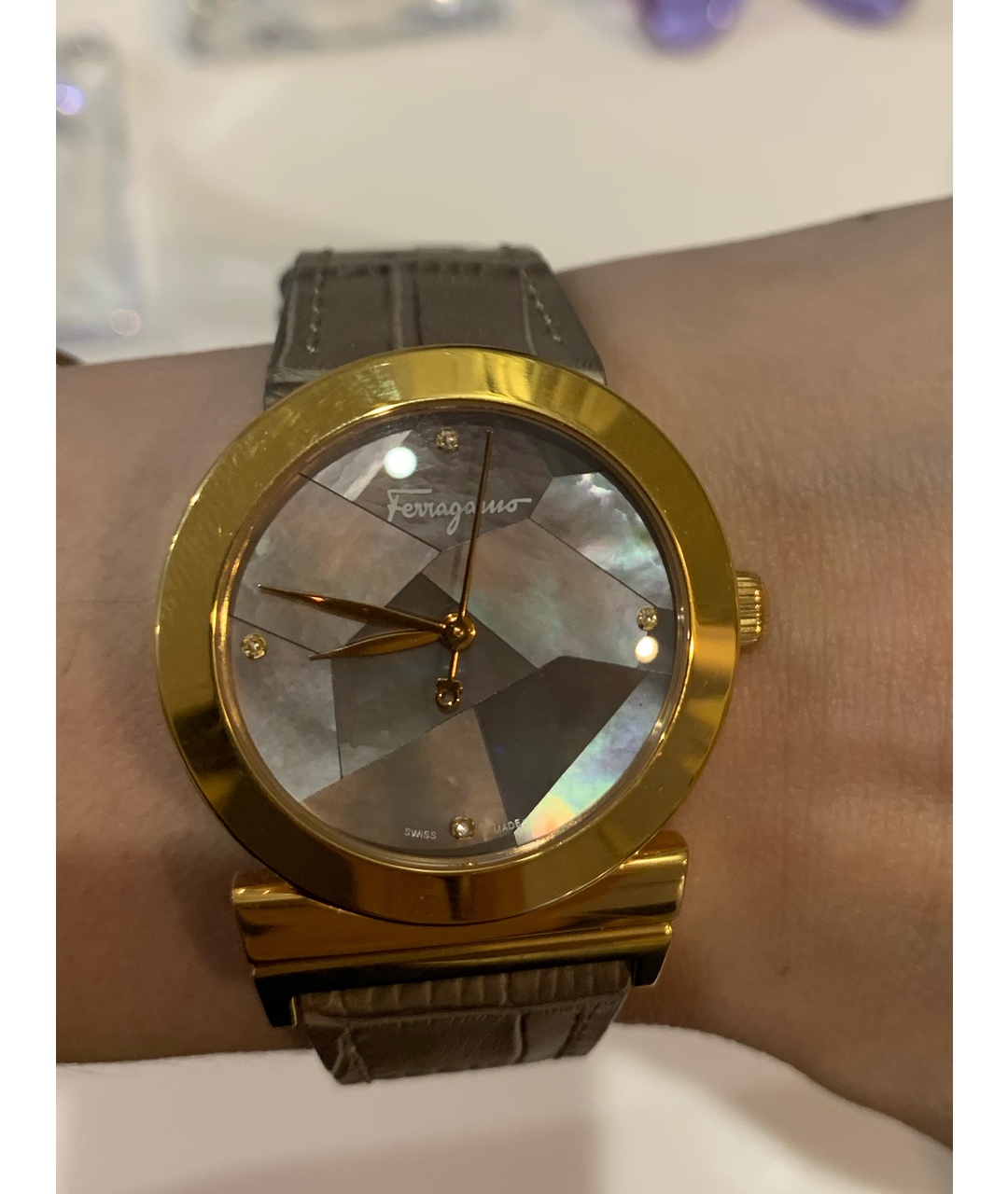SALVATORE FERRAGAMO Антрацитовые часы из желтого золота, фото 4