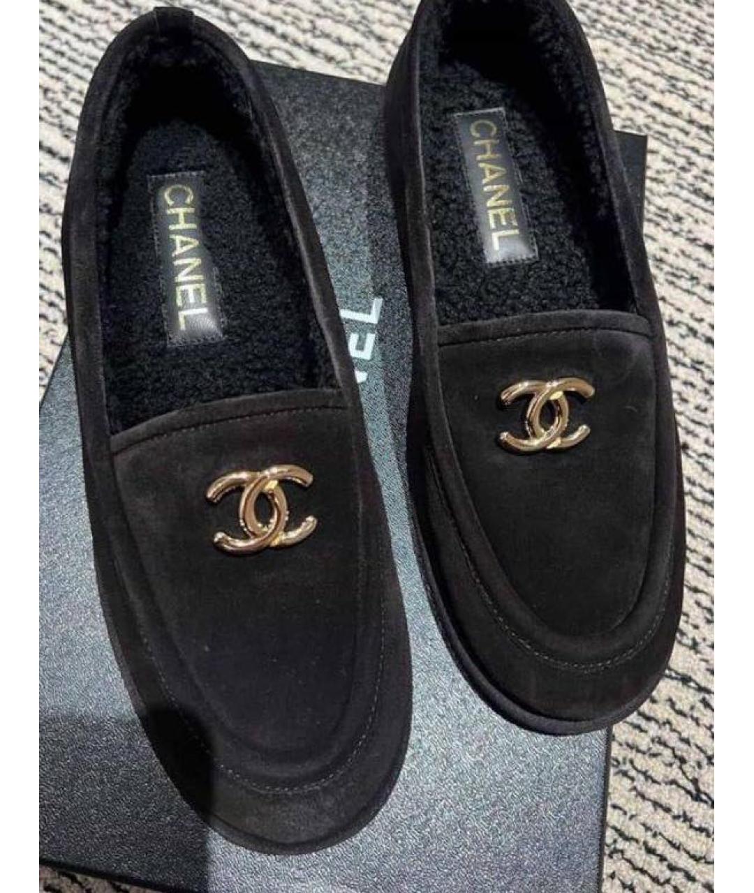 CHANEL Черные замшевые лоферы, фото 2