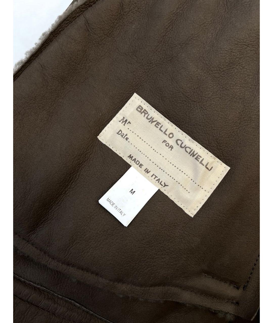 BRUNELLO CUCINELLI Коричневая кожаная дубленка/шуба, фото 6