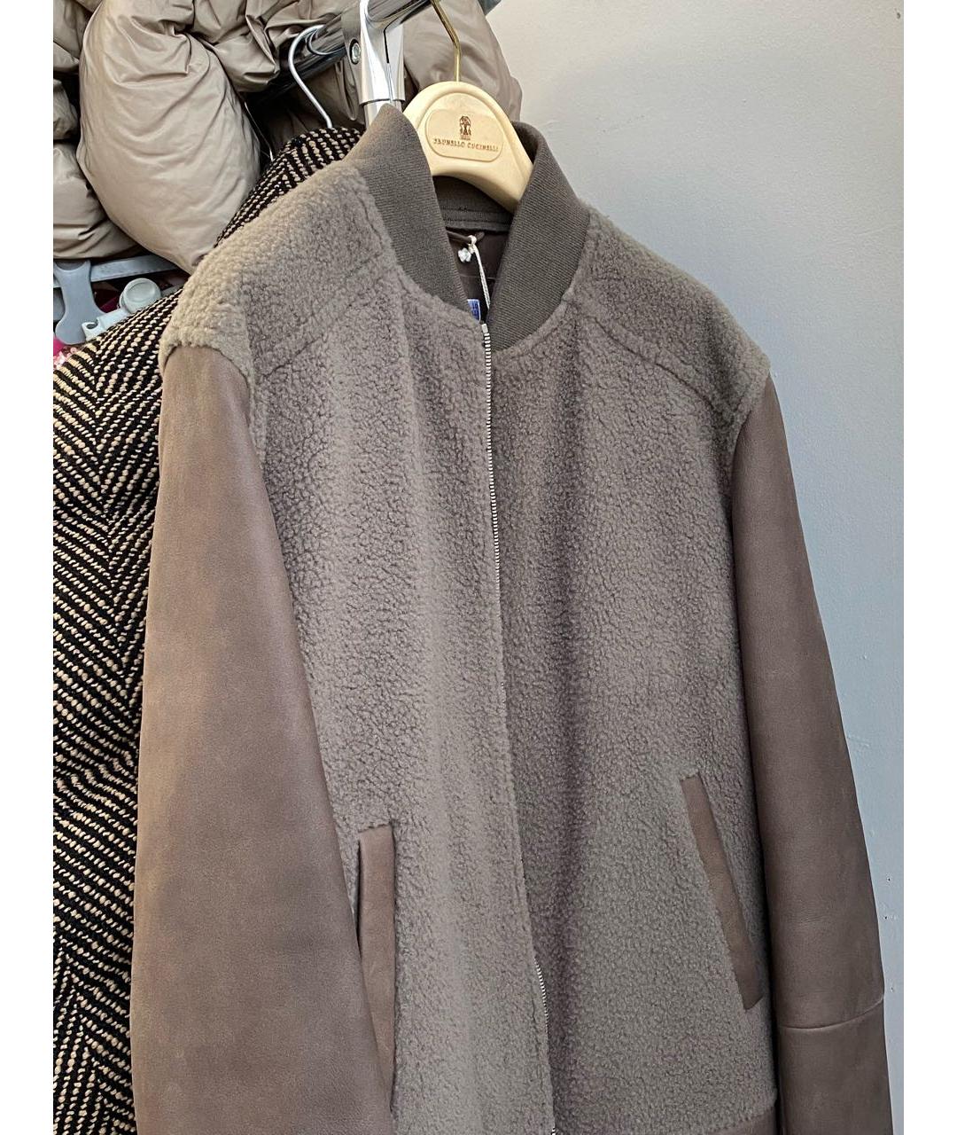 BRUNELLO CUCINELLI Коричневая кожаная дубленка/шуба, фото 8