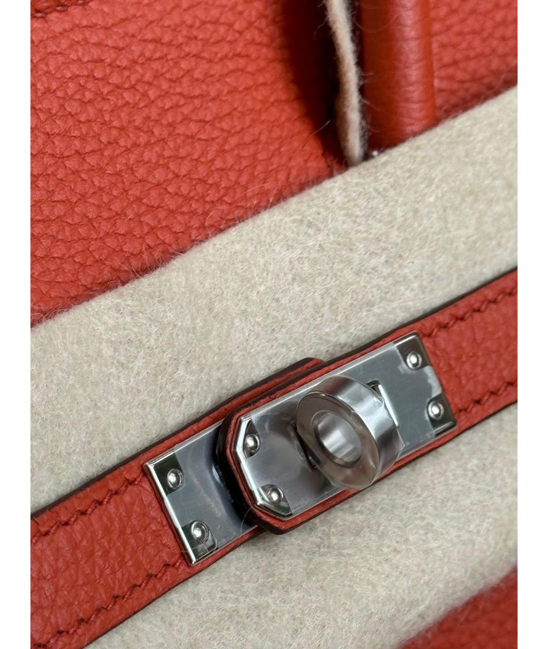 HERMES Оранжевая кожаная сумка тоут, фото 7