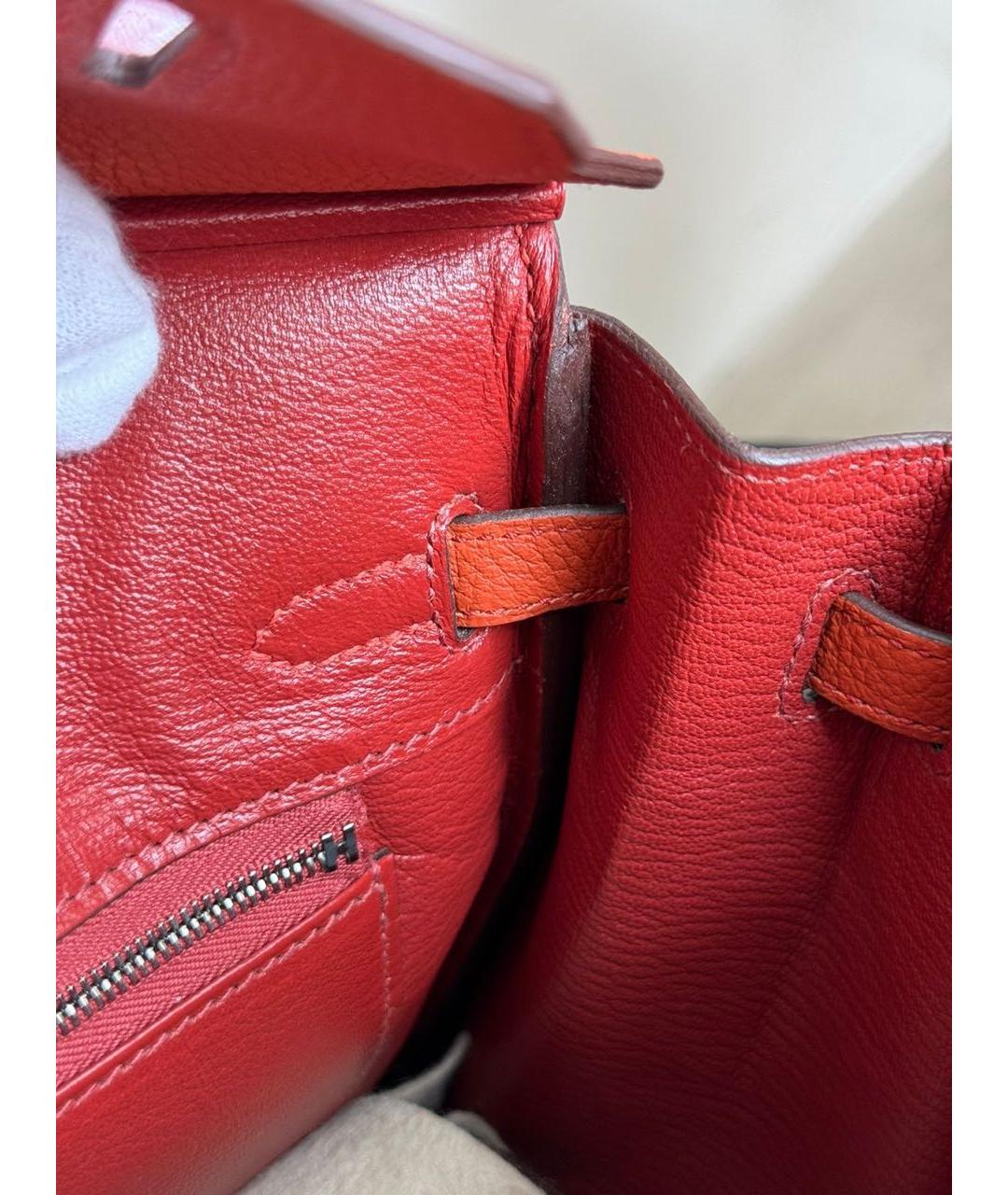 HERMES Оранжевая кожаная сумка тоут, фото 2