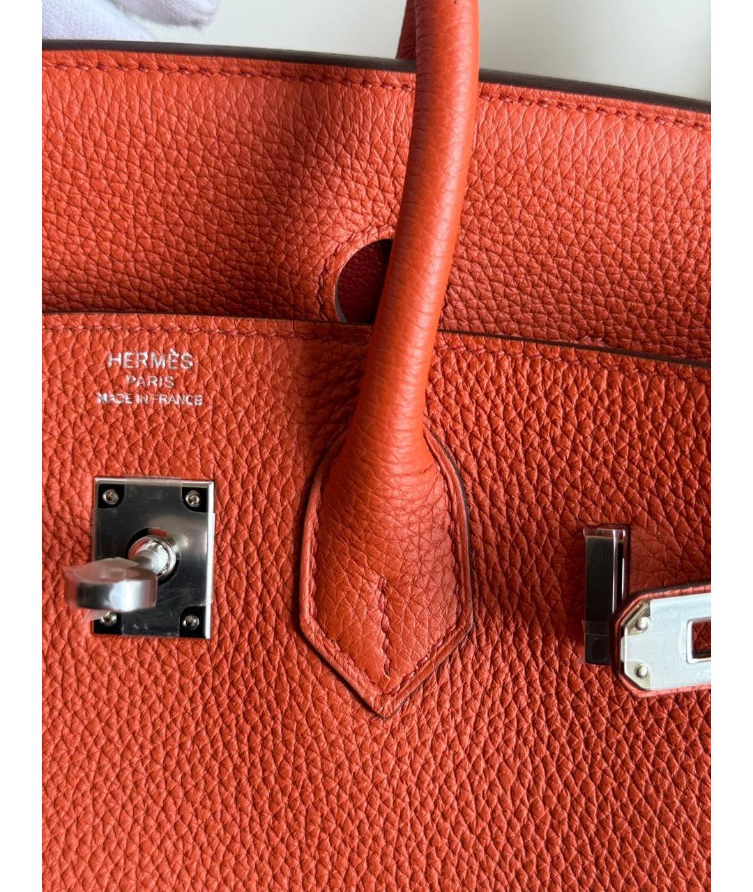 HERMES Оранжевая кожаная сумка тоут, фото 4