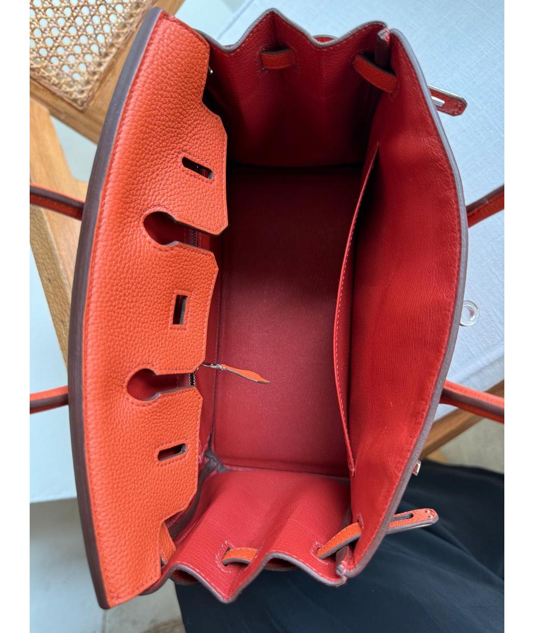 HERMES Оранжевая кожаная сумка тоут, фото 3