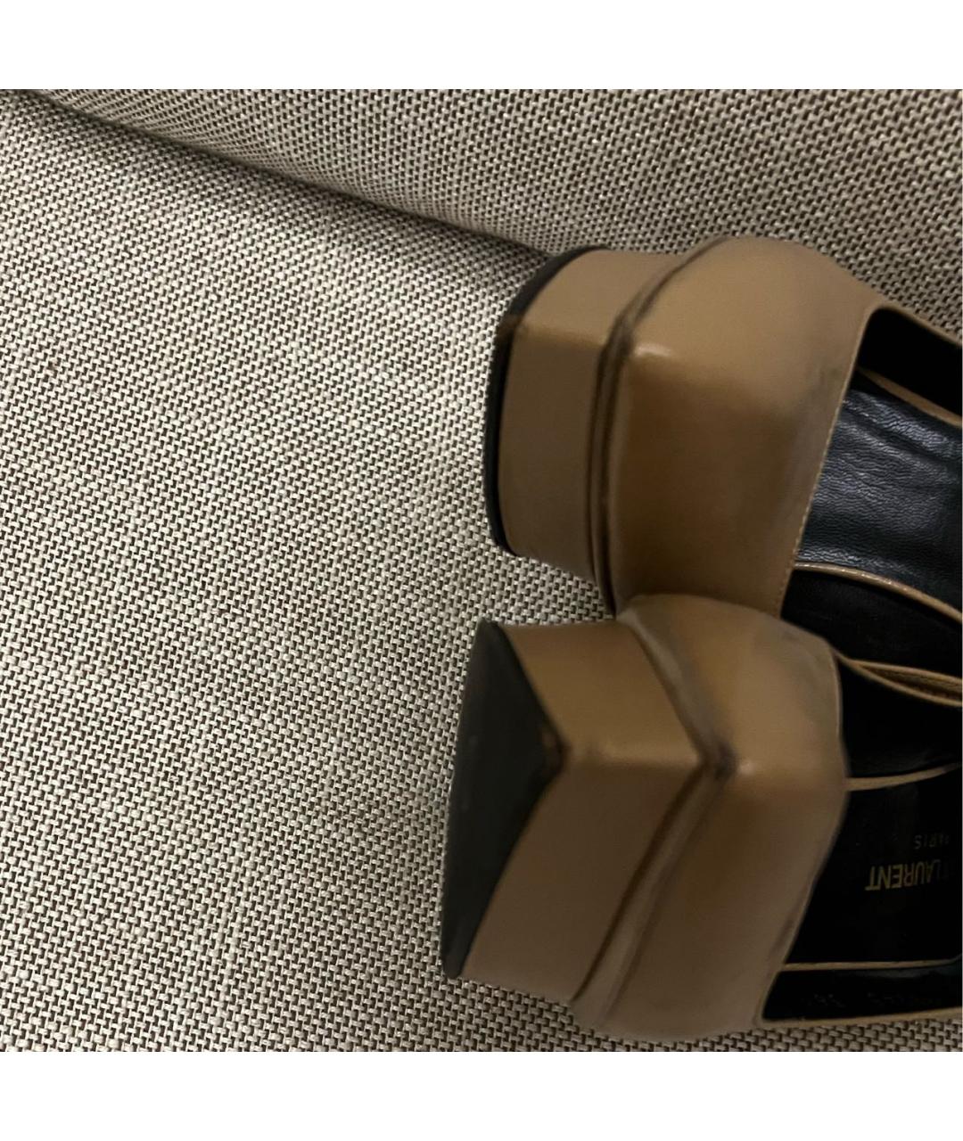 SAINT LAURENT Бежевые кожаные туфли, фото 7